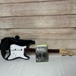Xbox 360 Fender Black and White Guitar Controller with Beatles Game